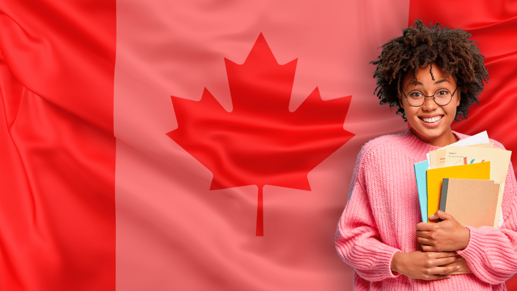 simbolizando o processo de visto de estudos para o Canadá.